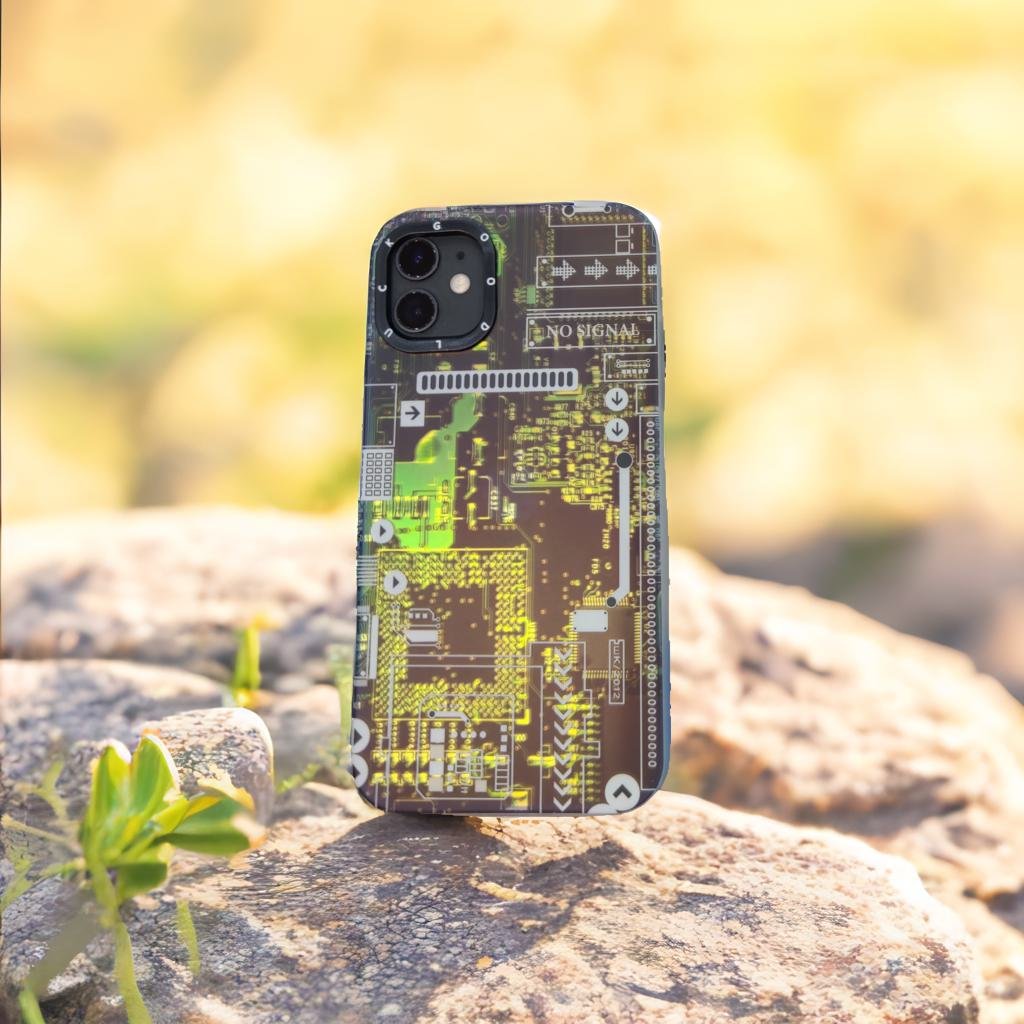 Techno Art AI Future Electric Circuit Retro IMD Chip Digital Mother Board Holographic Cover